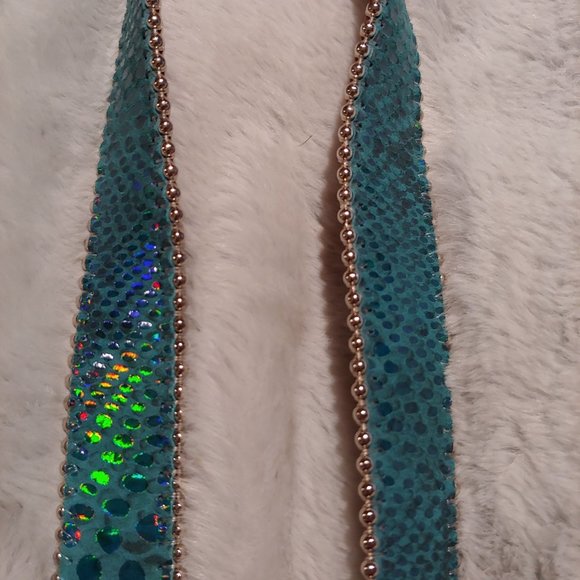 Belts by SImon metallic teal leather belt with silver hardware large - Picture 4 of 16